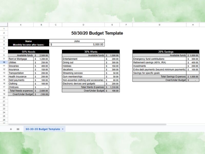 50-30-20 budget template
