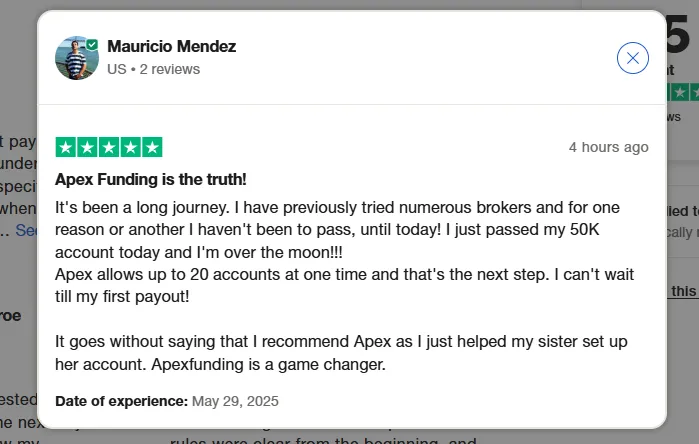 how does apex trader funding work - review from Trustpilot