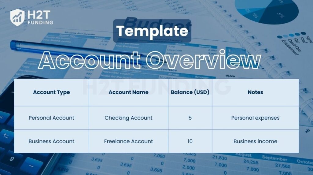 Budgeting template: Account overview