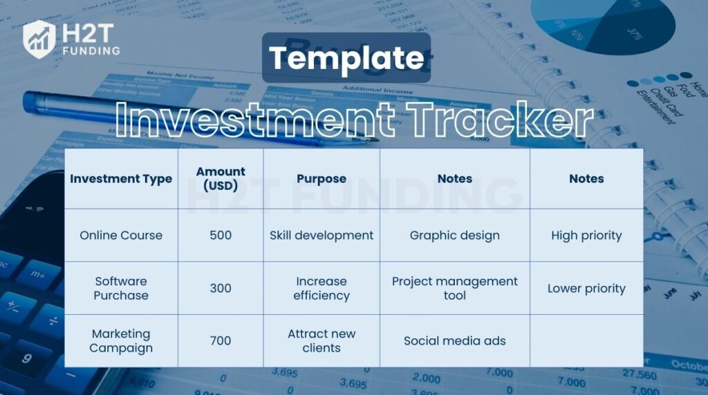 Budgeting template: Investment tracker
