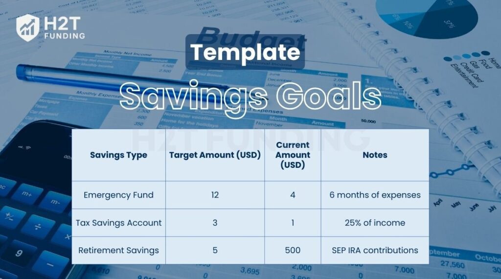 Budgeting template: Savings goals