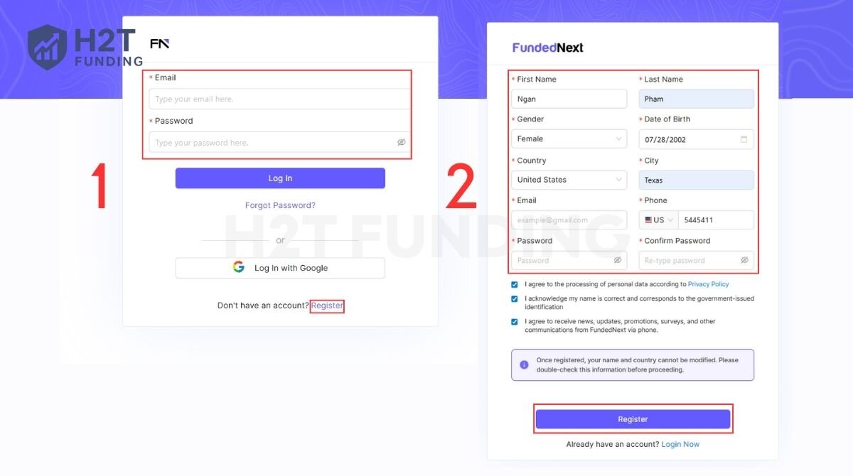 Complete the basic registration form with personal information