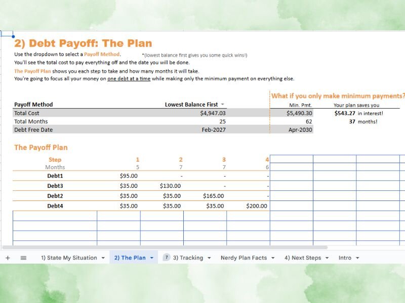 Family debt payoff planner