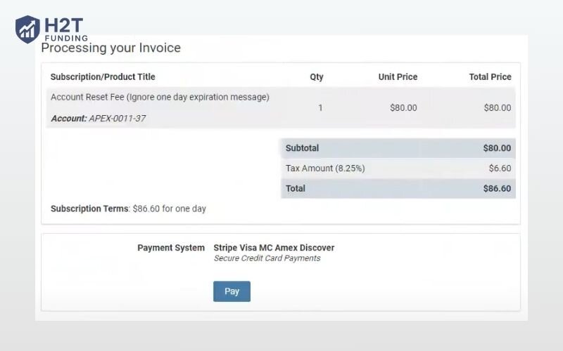 Follow the prompts to complete purchase the reset accounts