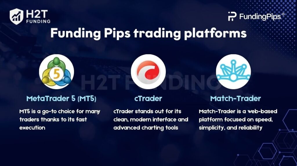 Funding Pips provides traders with three main platform options