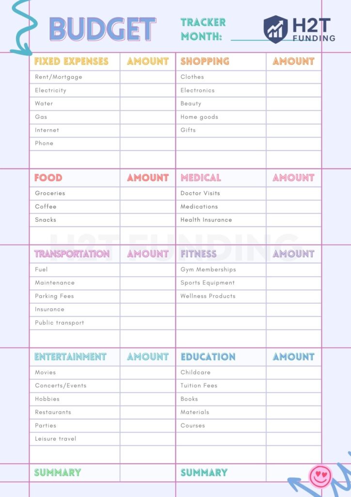 Monthly budget planner printable templates 10