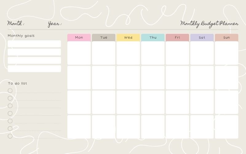 Monthly budget planner printable templates 2