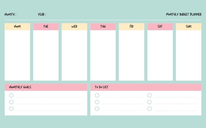 Monthly budget planner printable templates 7