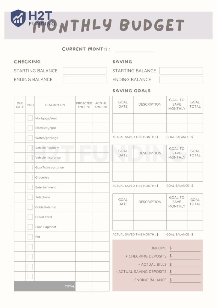 Monthly budget planner printable templates 8