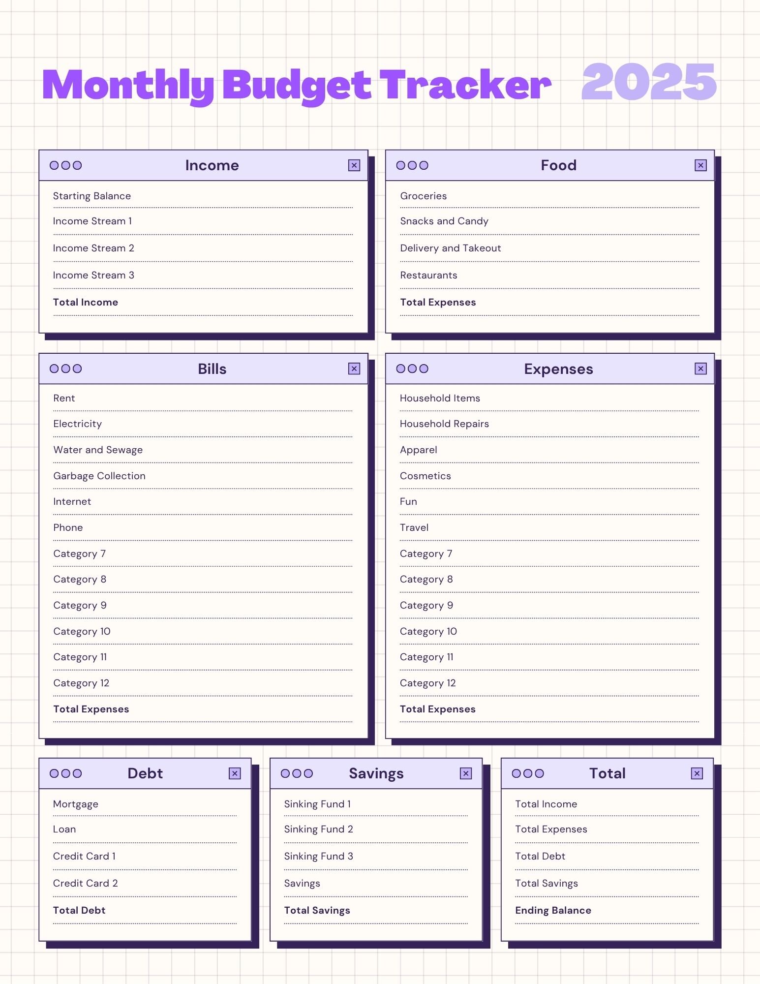 Monthly budget planner printable templates 9