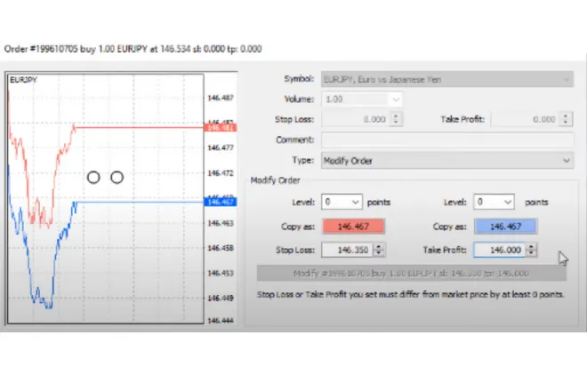 Place a Stop Loss and Take Profit