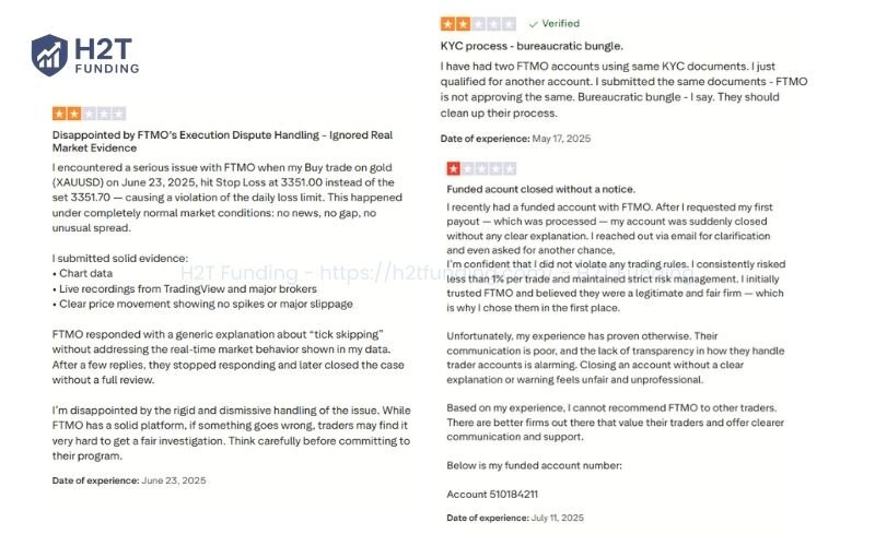 Some examples of negative FTMO trading reviews