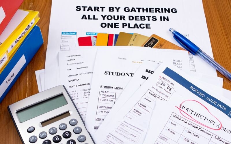Start by gathering all your debts in one place