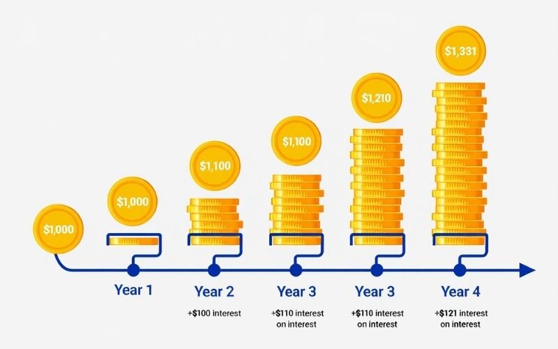 The interest you earn each period is added to your original investment