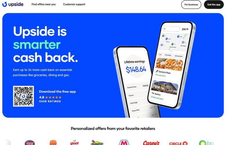 Upside allows users to earn rewards on gas, dining, and grocery purchases