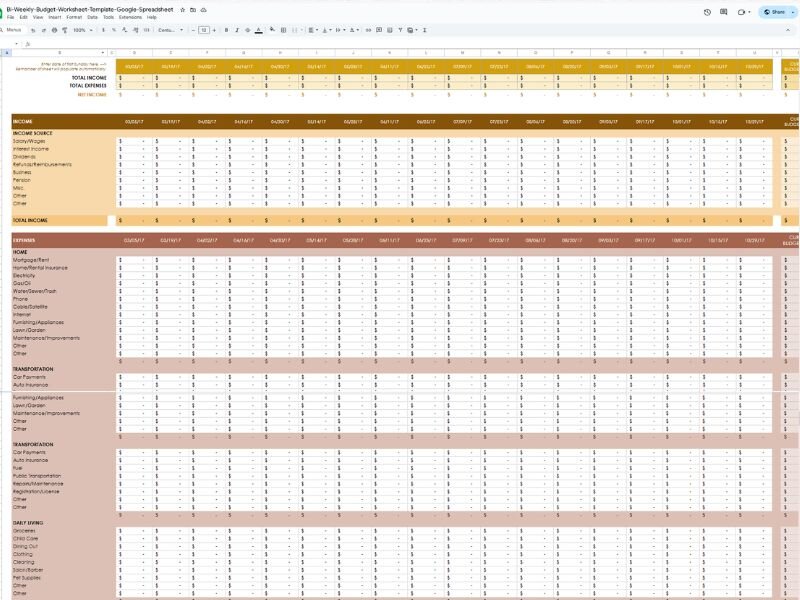 Family budget template free: Weekly and bi-weekly budget templates