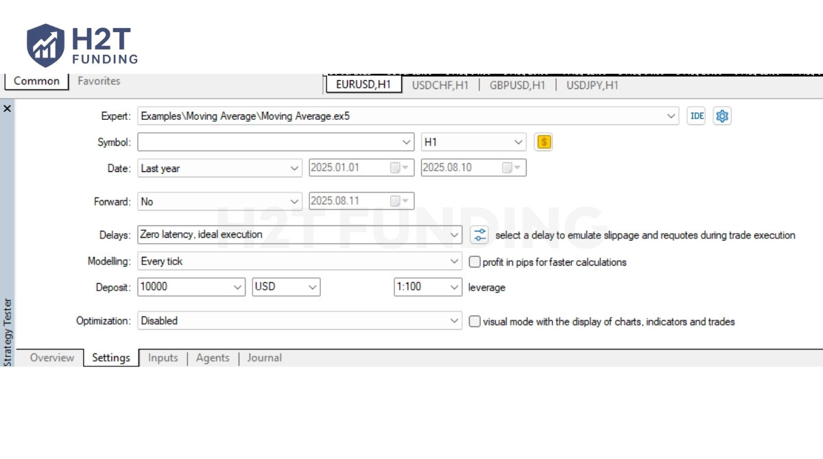 Step 2: How to backtest a trading strategy: Configure your settings
